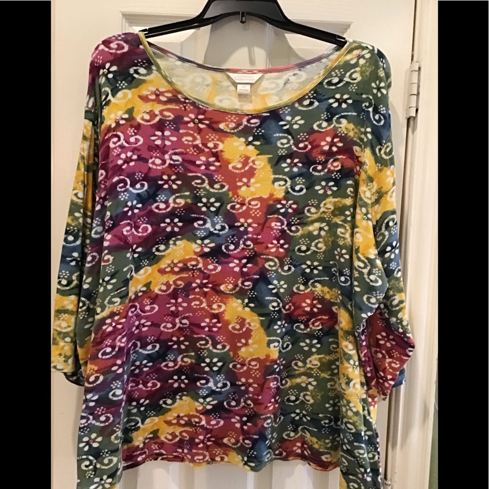 Multi Colored 3/4 Sleeved Top by CJ Banks